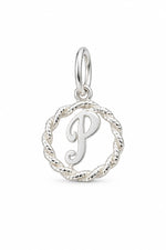 Sterling Silver 12mm Alphabet Initial Charm Letter P with Jump Ring