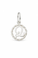Sterling Silver 12mm Alphabet Initial Charm Letter Q with Jump Ring