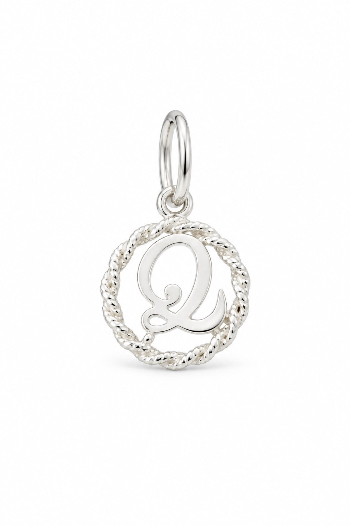 Sterling Silver 12mm Alphabet Initial Charm Letter Q with Jump Ring