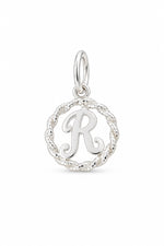 Sterling Silver 12mm Alphabet Initial Charm Letter R with Jump Ring