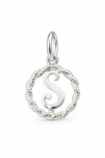 Sterling Silver 12mm Alphabet Initial Charm Letter S with Jump Ring