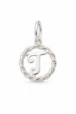 Sterling Silver 12mm Alphabet Initial Charm Letter T with Jump Ring