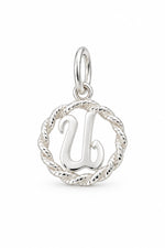 Sterling Silver 12mm Alphabet Initial Charm Letter U with Jump Ring