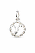 Sterling Silver 12mm Alphabet Initial Charm Letter V with Jump Ring