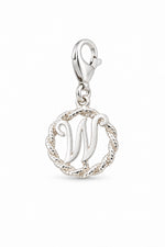 Sterling Silver 12mm Alphabet Initial Charm Letter W with 9mm Parrot Clasp