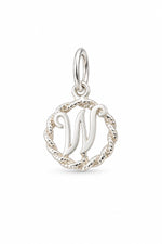 Sterling Silver 12mm Alphabet Initial Charm Letter W with Jump Ring