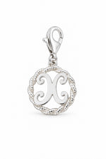 Sterling Silver 12mm Alphabet Initial Charm Letter X with 9mm Parrot Clasp