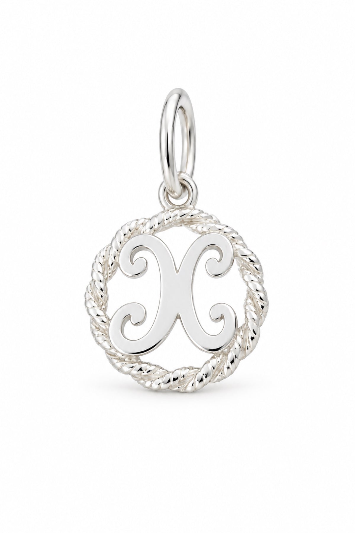 Sterling Silver 12mm Alphabet Initial Charm Letter X with Jump Ring