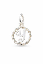 Sterling Silver 12mm Alphabet Initial Charm Letter Y with Jump Ring