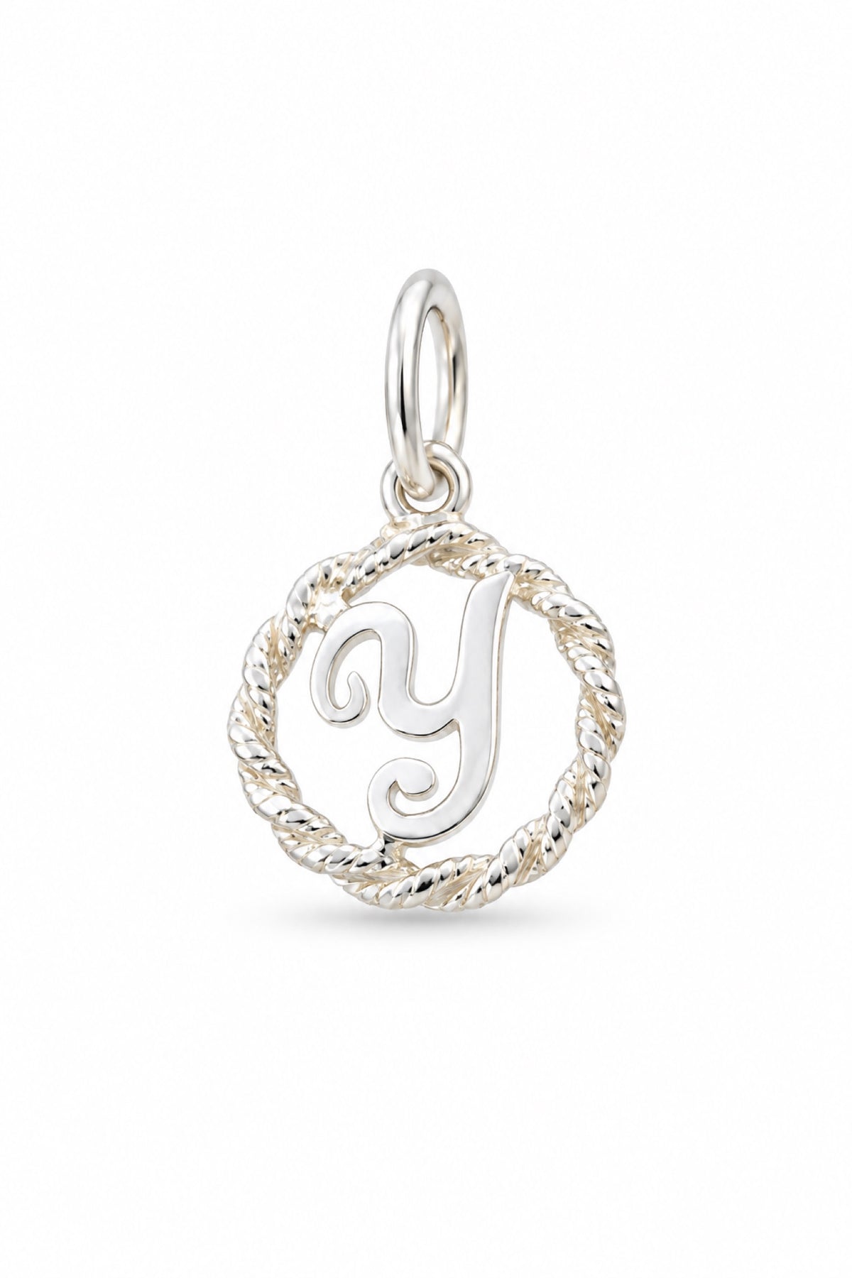 Sterling Silver 12mm Alphabet Initial Charm Letter Y with Jump Ring