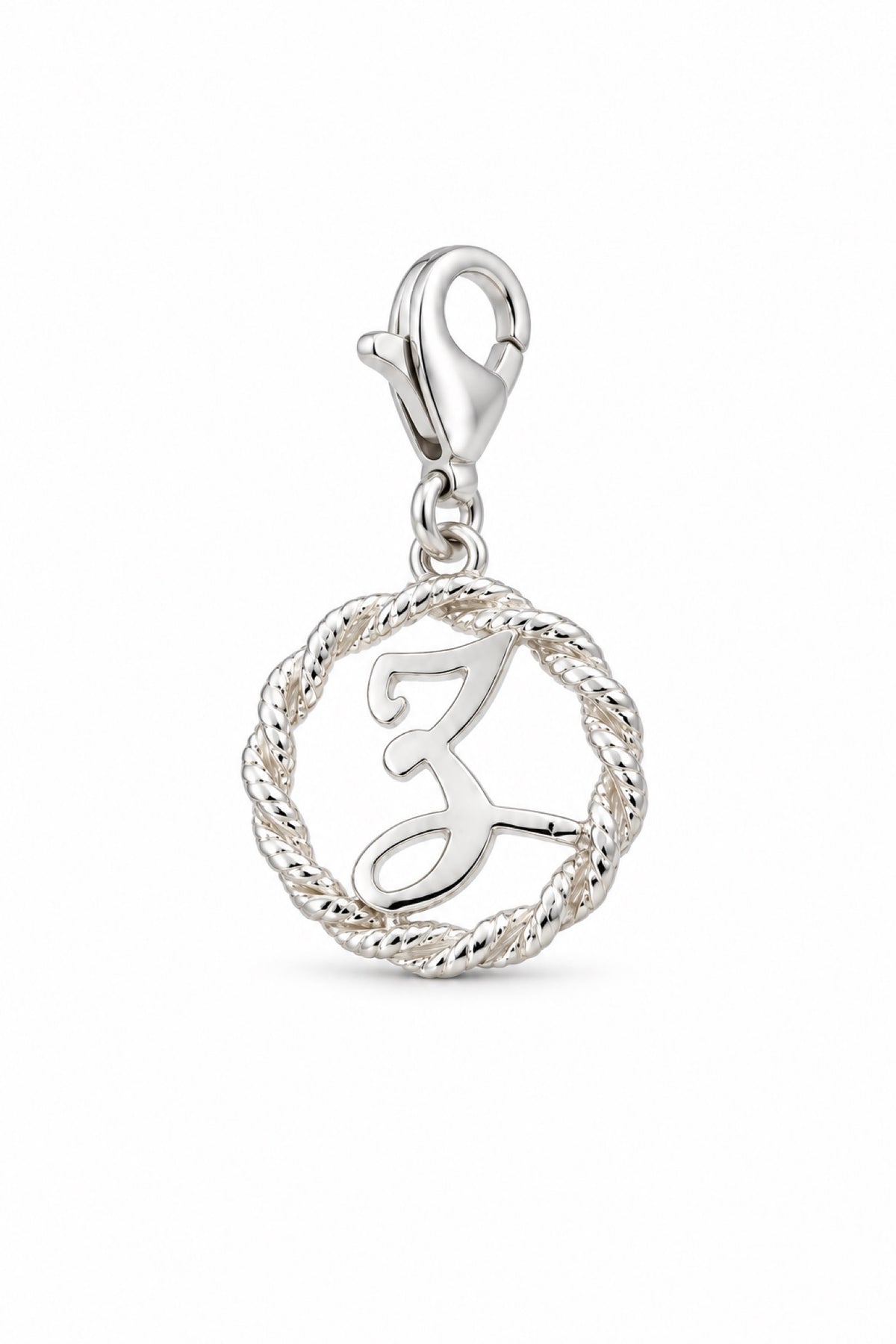 Sterling Silver 12mm Alphabet Initial Charm Letter Z with 9mm Parrot Clasp