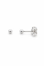 Sterling silver 2mm ball stud earrings on a pure white background