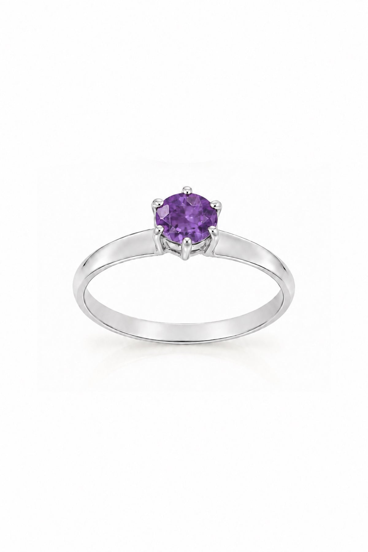 Sterling silver February birthstone solitaire ring