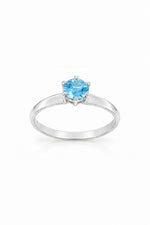 Sterling silver March birthstone solitaire ring