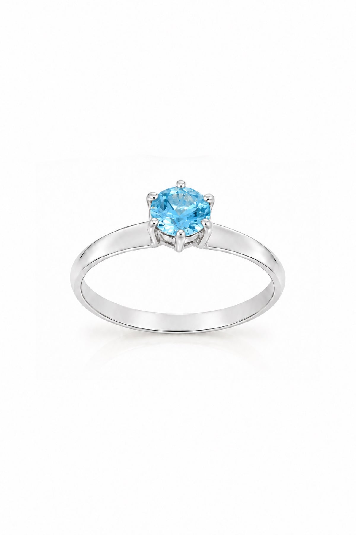 Sterling silver March birthstone solitaire ring