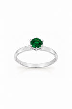 Sterling silver May birthstone solitaire ring