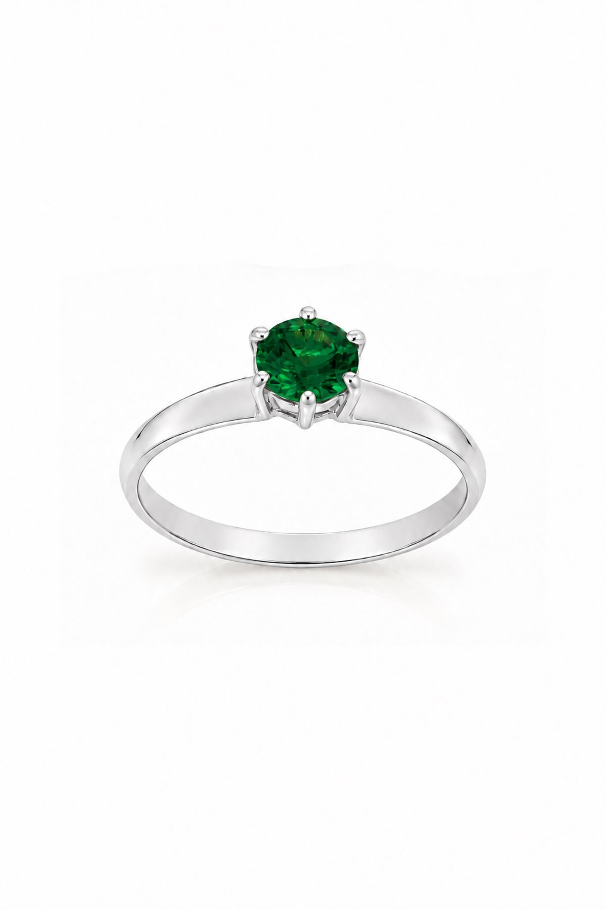 Sterling silver May birthstone solitaire ring