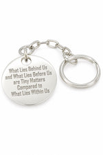 Sterling silver tablet quotation key ring with natural stamping