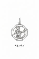 Aquarius zodiac charm in sterling silver