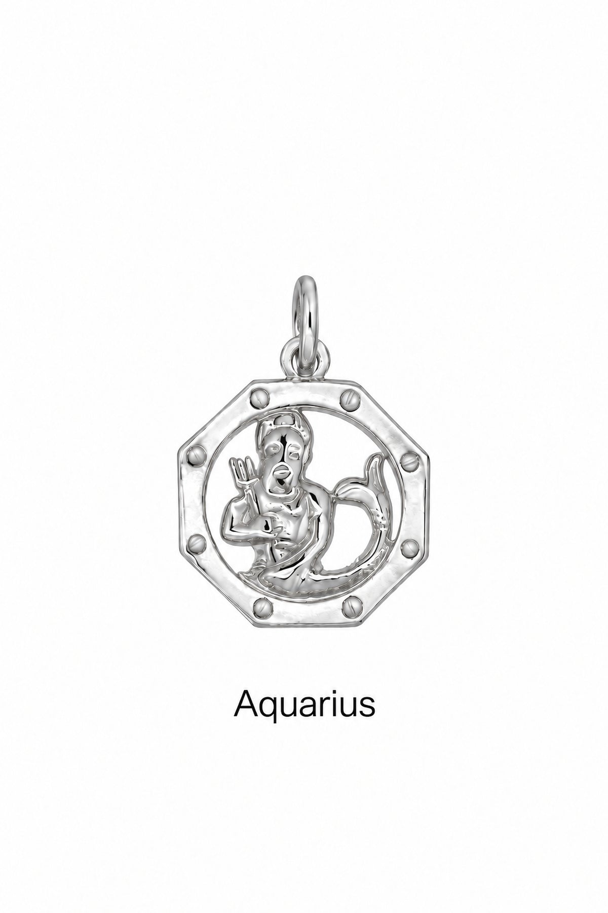 Aquarius zodiac charm in sterling silver