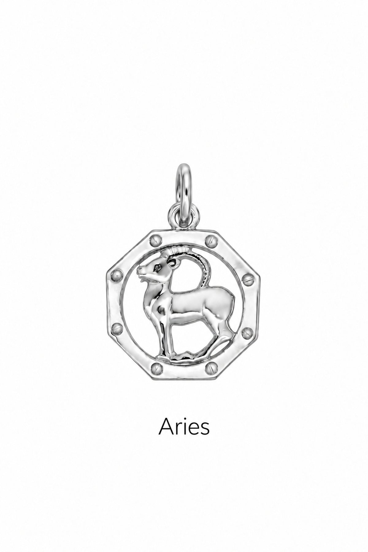 Aries zodiac charm in sterling silver