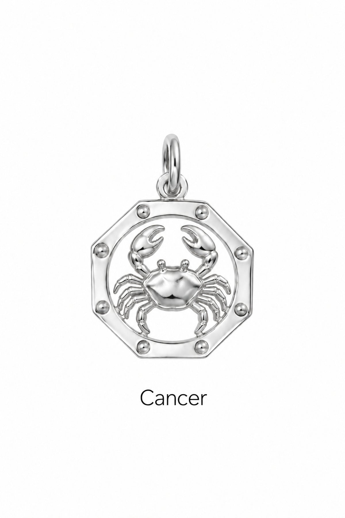 Cancer zodiac charm in sterling silver