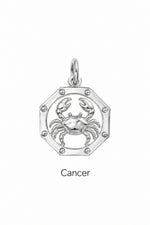 Cancer zodiac charm in sterling silver
