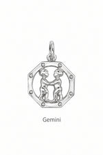 Gemini zodiac charm in sterling silver
