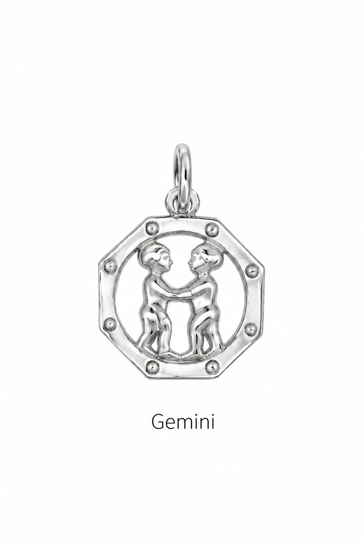 Gemini zodiac charm in sterling silver