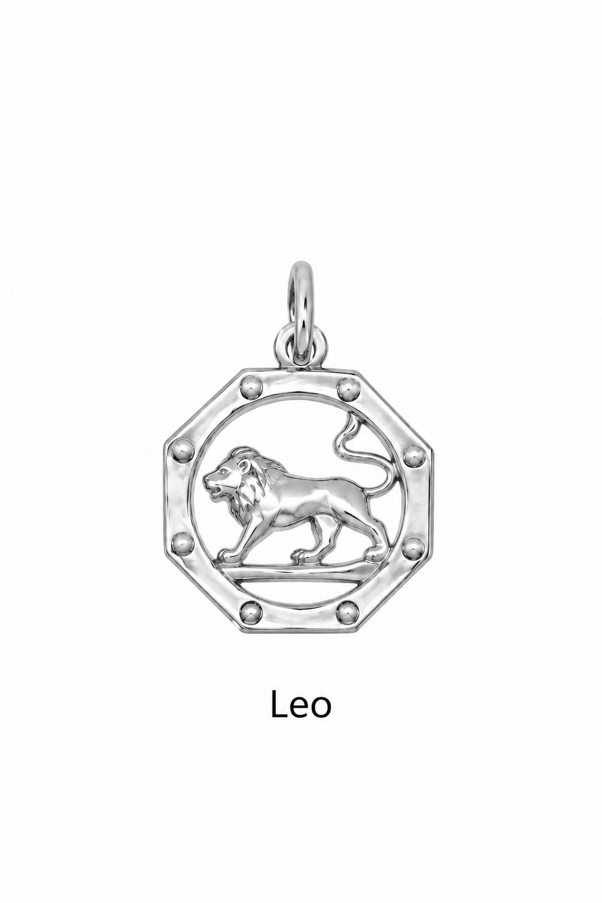 Leo zodiac charm in sterling silver