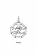 Pisces zodiac charm in sterling silver