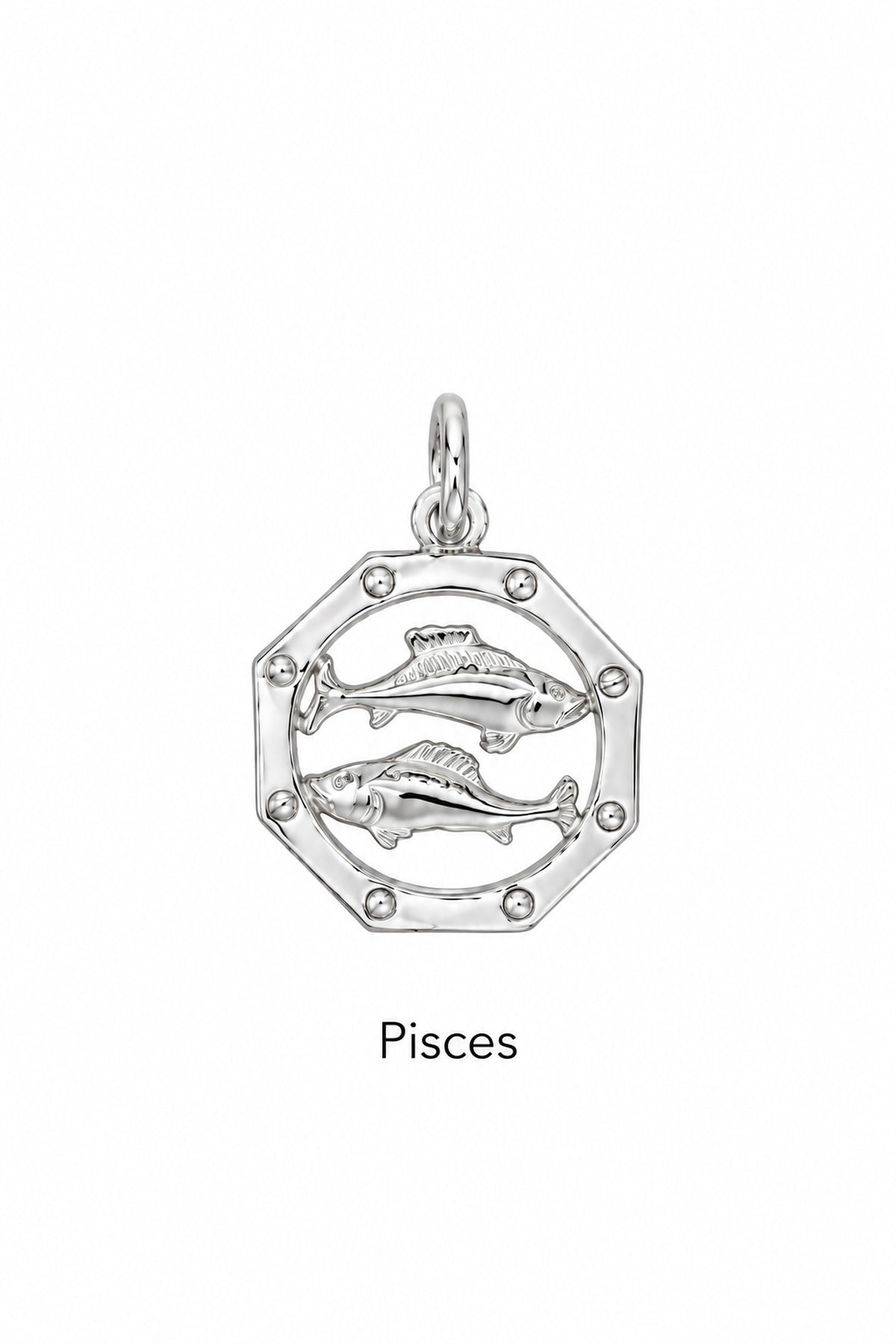 Pisces zodiac charm in sterling silver