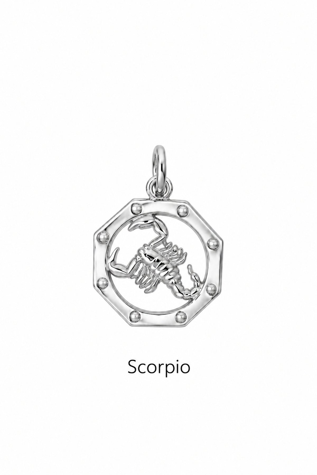 Scorpio zodiac charm in sterling silver