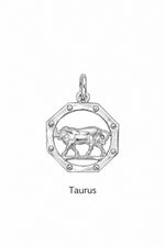 Taurus zodiac charm in sterling silver