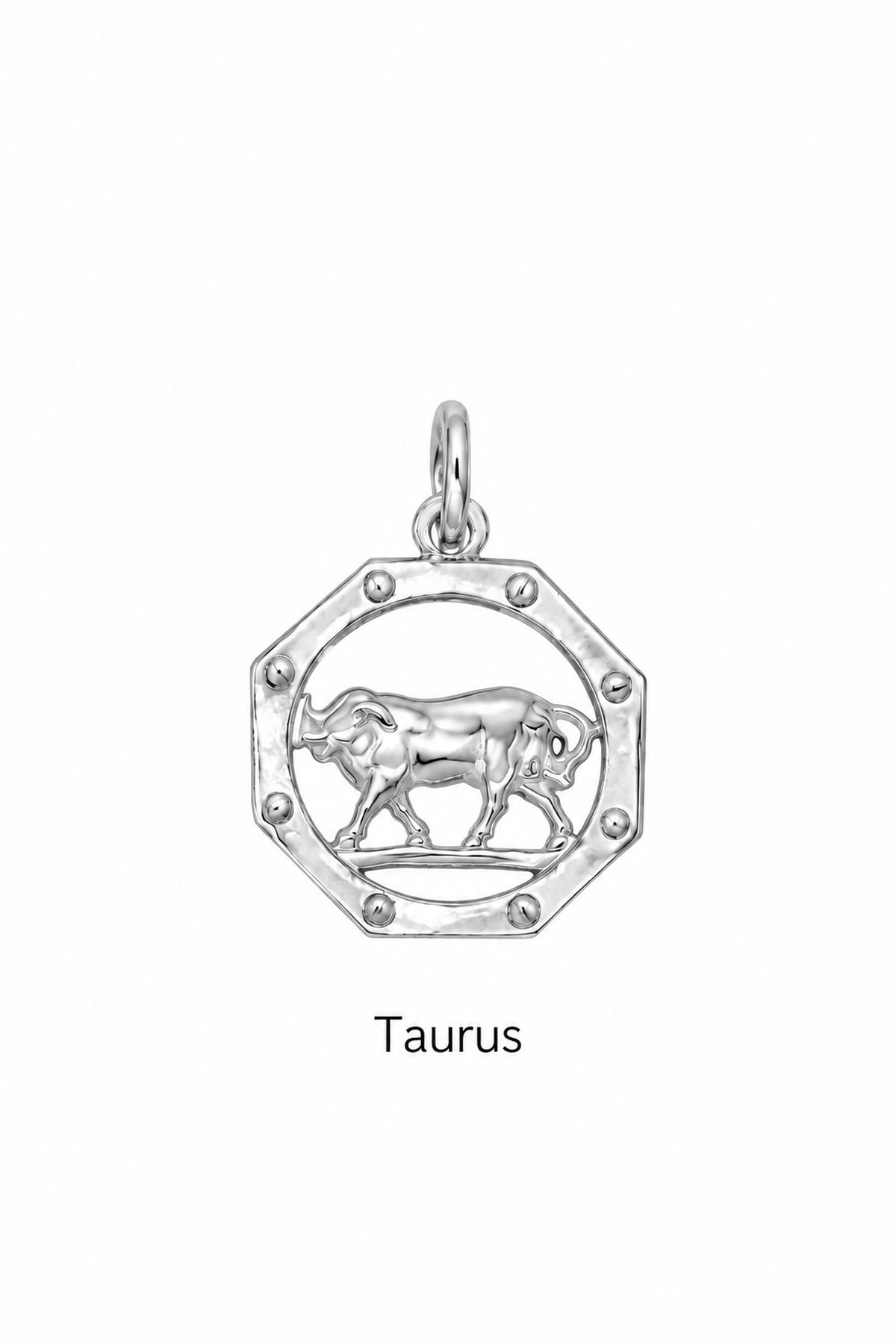Taurus zodiac charm in sterling silver