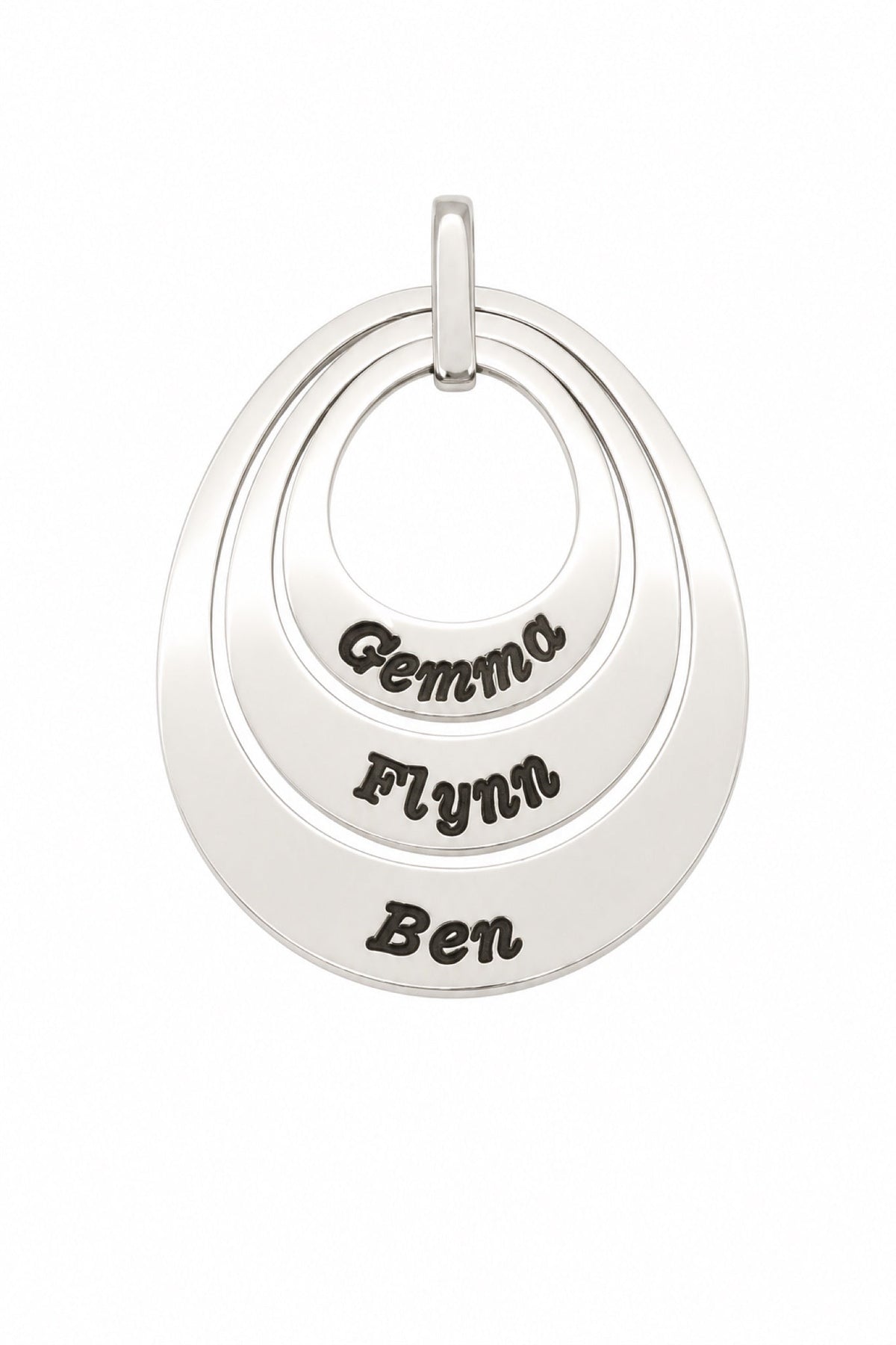 Trilogy Oval Circle of Life Personalised Family Name Pendant