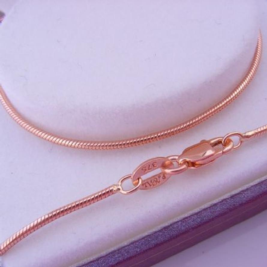 9CT ROSE GOLD SNAKE RATSTAIL NECKLACE CHAIN 45cm 5.3g