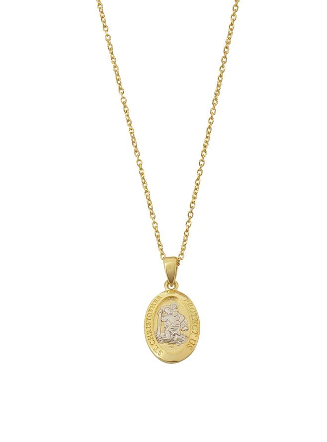 Patron Saint Travel St Christopher Necklace in Solid 9ct Gold